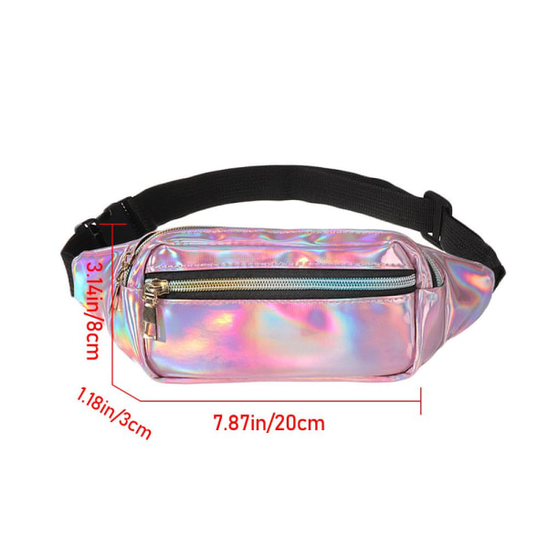 Uudet laserholografiset vyötärölaukut Fanny Pack Slim Shiny Black - spot-ale musta