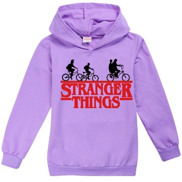 Stranger Things Långärmad hoodie för barn för flickor för pojkar - spot sales purple