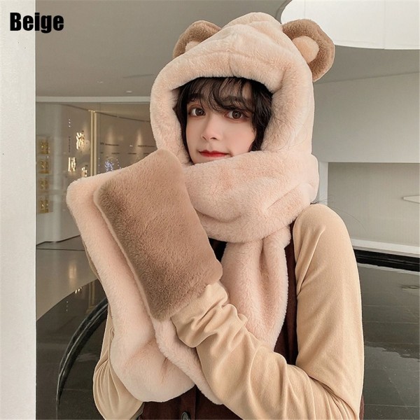 Beanies Kepsar Hatt Halsduk Handskar Set BEIGE - on stock beige