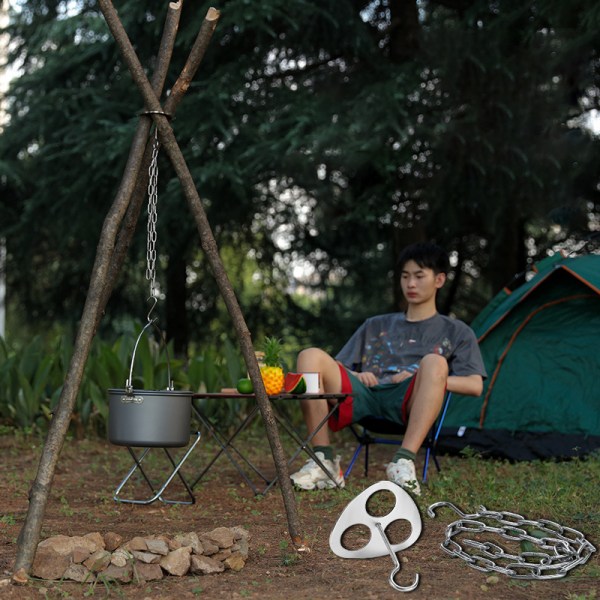 Utomhus Camping Stativ Hängande Pottfäste Grillställ - spot sales Silver