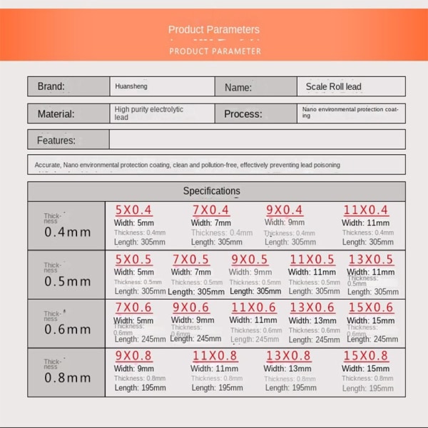 Bly Sänka Fiske Bly Plåt 11MMX0.5 - spot försäljning 11mmX0.5