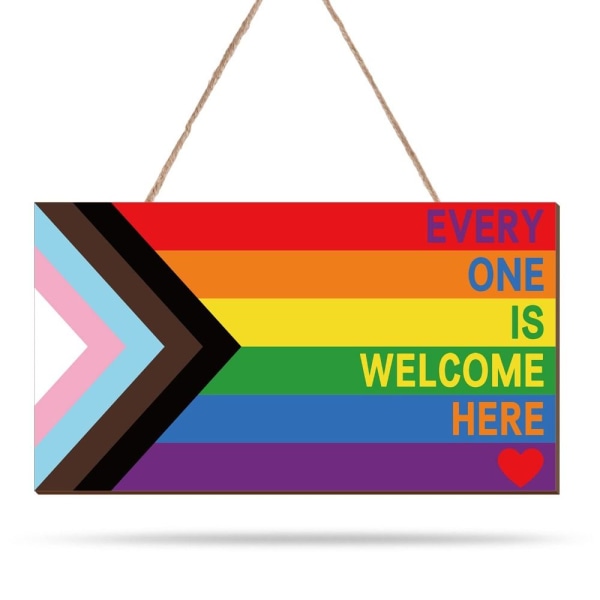 Rainbow Dörrskylt Alla är välkomna hit Skylt Väggkonst - on stock