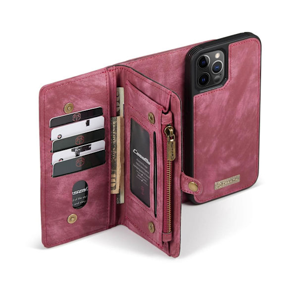 CaseMe Plånboksfodral med magnetskal för iPhone 12/12 Pro - high quality Röd