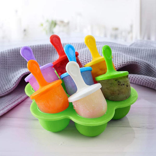 Mini silikoninen mehumuotti, 7-syvennys DIY Ice Pop Muotti - varastossa