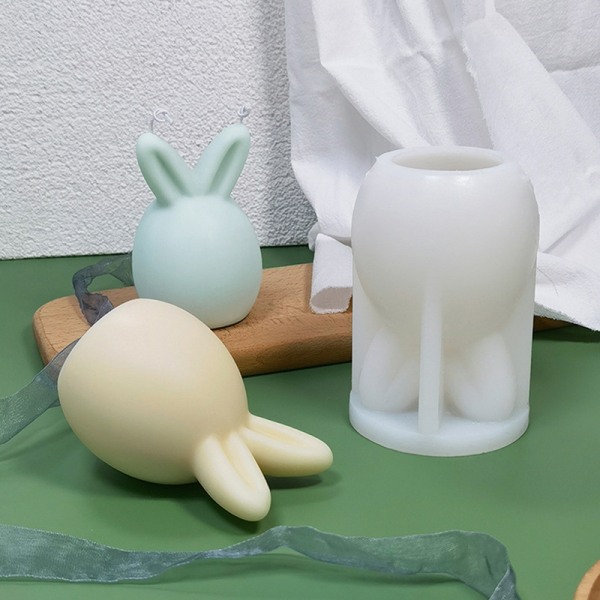 3D Egg Bunny Silicone Mold Head Mold - spot-myynti Folded ear