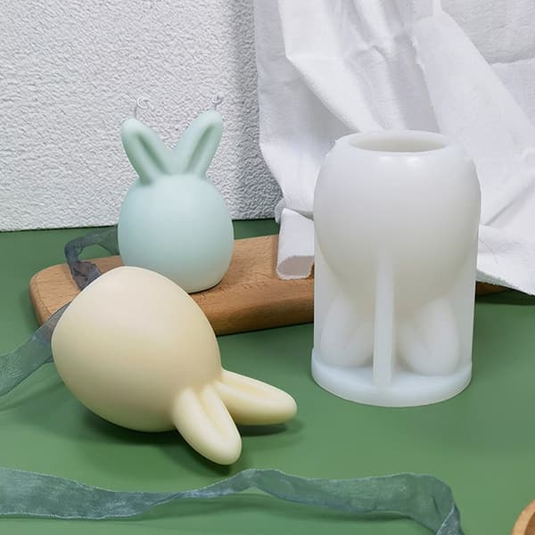 3D Egg Bunny Silikon Form Huvud Form - on stock Erect ear