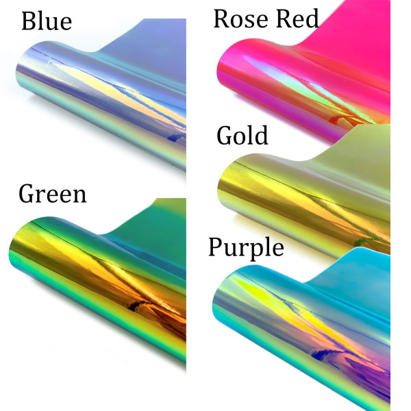 Självhäftande vinylrulle Holografisk opal färgbyte ROSE - stock rose red 12x10inch