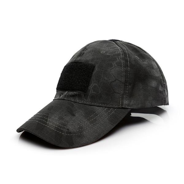 Miesten Camo Tactical Operator -pesäpallohattu ulkona Peaked Cap - varastossa Black - Python Print