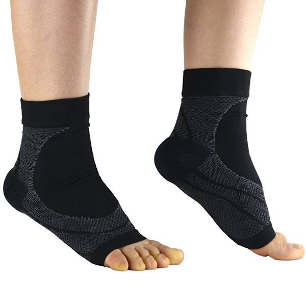 Nilkkatuet Compression Sleeve Support Plantar Foot Sukat - korkea laatu black grey M