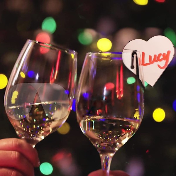 10 Drink Marker Tags Asiakkaan nimikyltti TRANSPARENT HEART - varastossa Transparent Heart-Heart