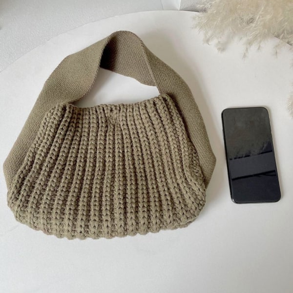 Stickad handväska Knot handledsväska BRUN - stock brown