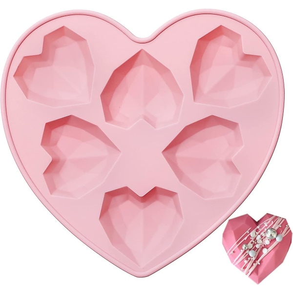 Hjärta Mould, Mini Geo Chokladformar för bakning, Rosa - spot försäljning