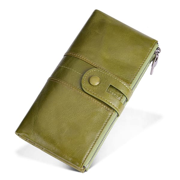 Damplånbok Läderväskor Bifold Multi Card Organizer Damer - spot försäljning Grün