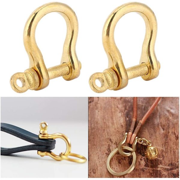 Ankarbygel, 2 set 10 mm ankarbygel Ren mässing U-typ Fob Nyckelring Krok Gyllene anslutningsspänne Mässingsschackel - high quality