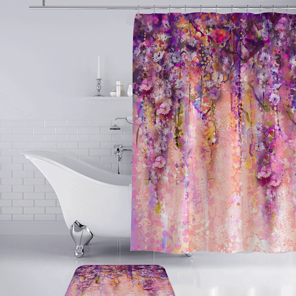 Dusch Vattentät Print Badrum Gardiner Fönster Toalett - high quality Blue 180*200 cm