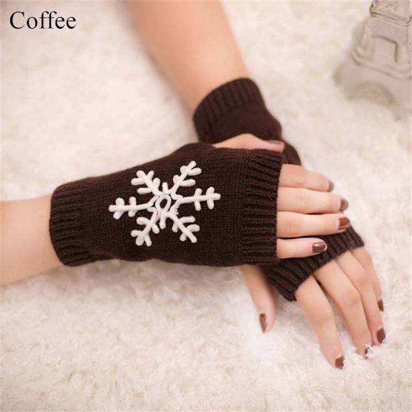 Stickade Handskar Half Finger Handskar KAFFE - spot sales coffee