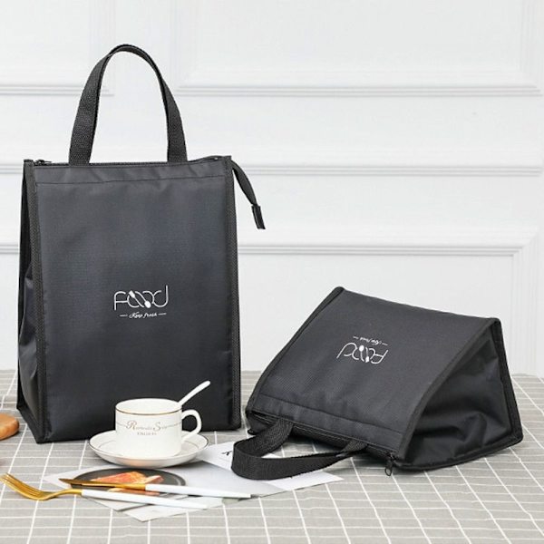 Isolerad Thermal Bag Kylväska Lunchväska SVART LARGE - high quality black large