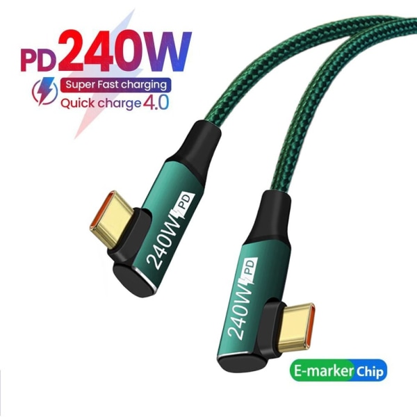 USB C Snabbladdningskabel PD 240W GRÖN 1M - high quality Green 1m