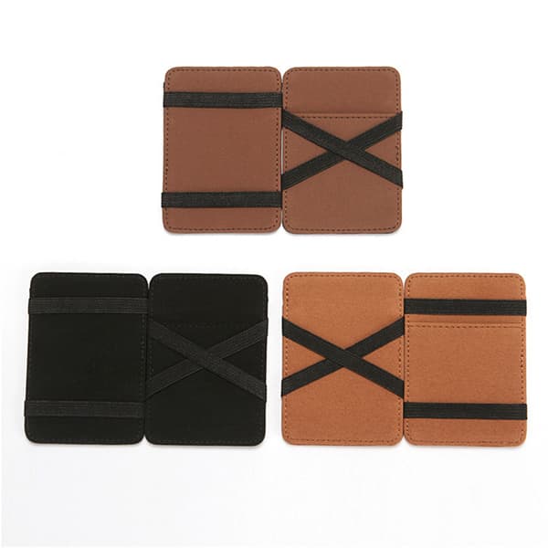 Fashion Solid Mini PU Leather Magic Wallet Miesten rahaklipsit - varastossa Brown