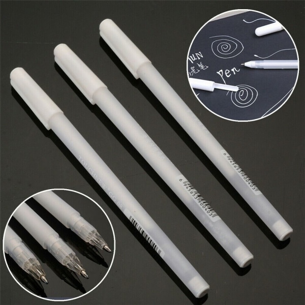 5 kpl 0,8 mm White Pen Sketch Fine Liner Pen Superior High Light - korkea laatu Silver