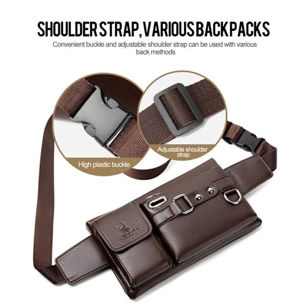 Ny Sport Midjeväska Outdoor Travel PU Messenger Bag för man - spot försäljning brown