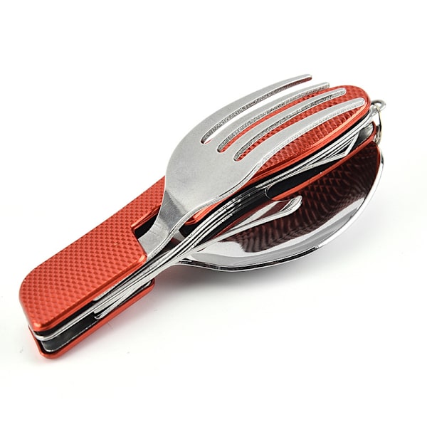 4 i 1 Bestick Silverbestick Lery Set -- Fällbar gaffel sked Bott - spot försäljning Red