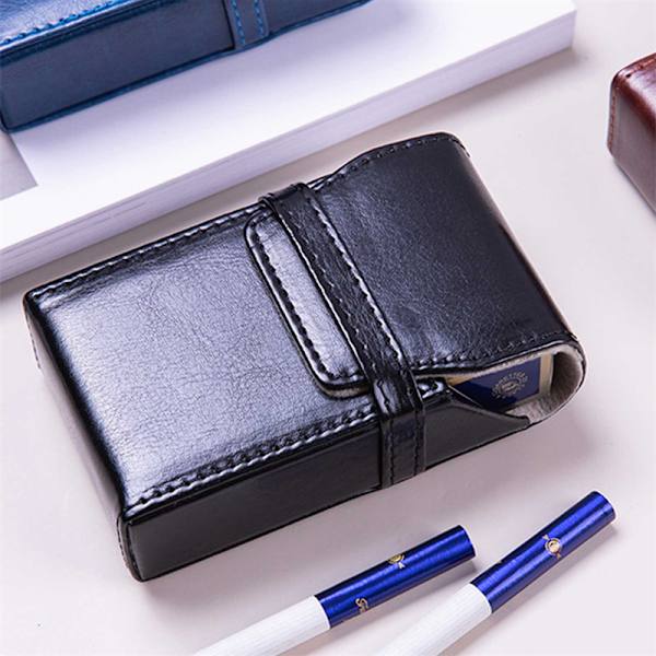 Retro PU- case 20 Sticks Flip Cover Portable Smoke Tool - high quality Blue