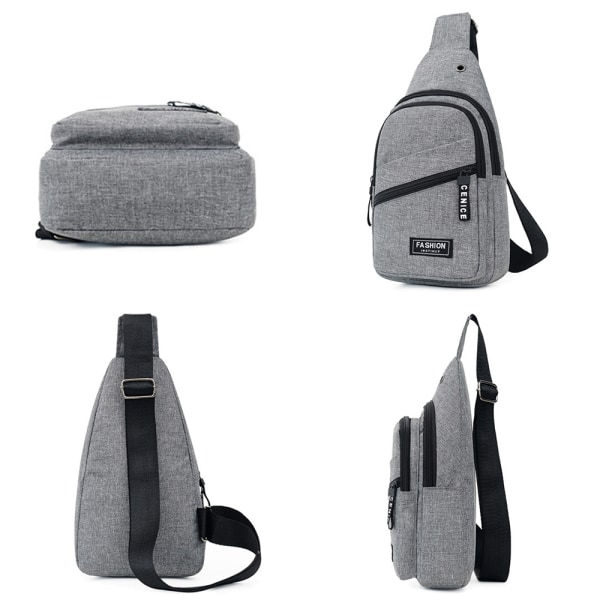 Män Dragkedja Dubbellager Bröstväska Outdoor Travel Shoulder Bag - high quality light grey