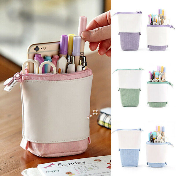 Pop-up case Teleskophållare Brevpapper PU sminkväska - on stock pink