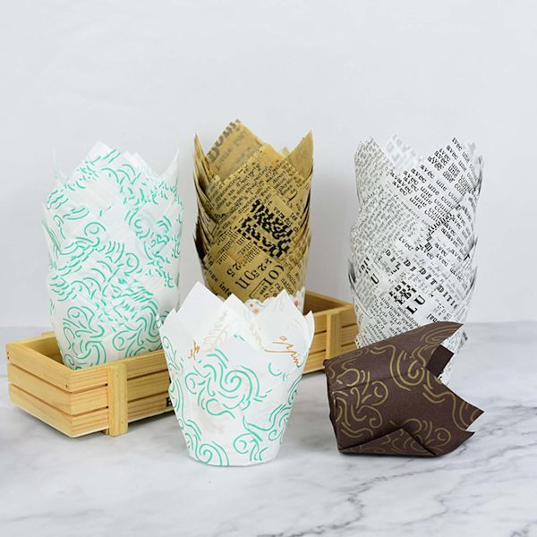 50Pack Bakplåtspapper Cupcake Liners,16,5*8*5cm - stock