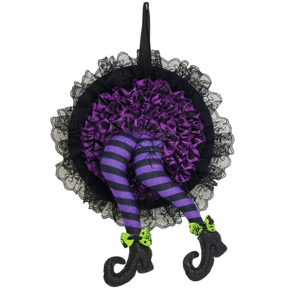 Creative Halloween Witch Legs Design Wreath Rustic Simple Decor - varastossa purple