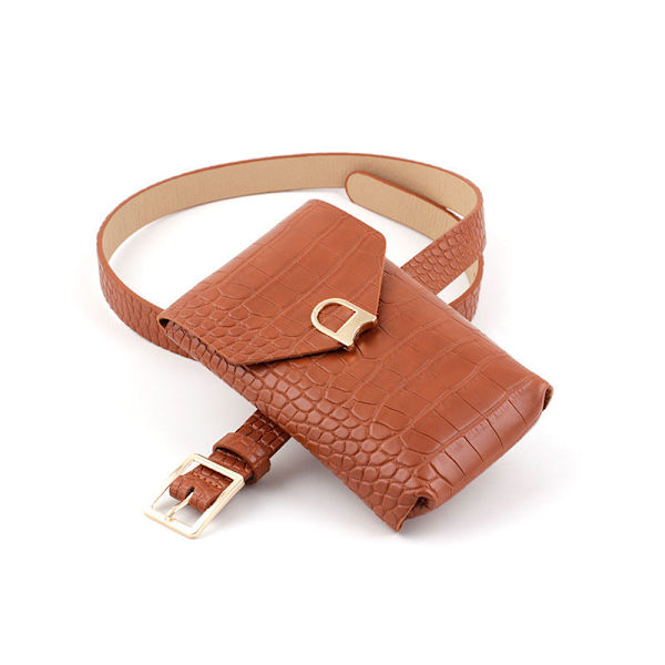 Naisten lompakko Kolikkolaukku Neliömäinen solki vyö vyölaukku Krokotiilikuvioinen Helposti irrotettava koristevyö - Stock Khaki 105*2.3cm