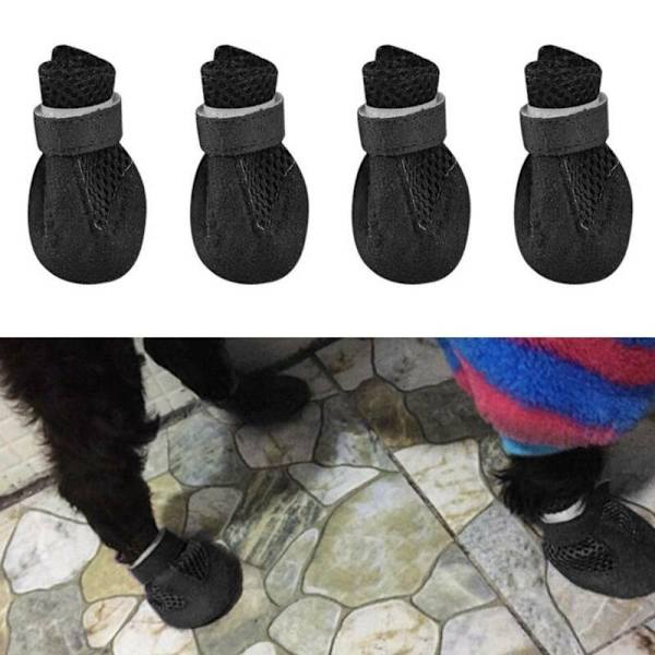 Liten Hund Katt Anti Halk Skor Skydds Pet Puppy Mesh Booties - spot försäljning black M