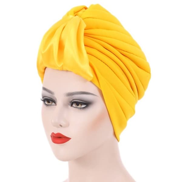 Plisserad turban dam Chemo Cap CAMEL - stock camel