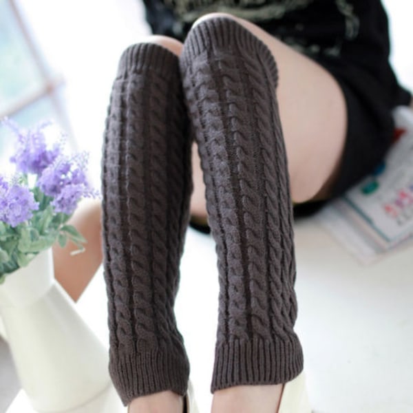 Kvinna Sticka över Knä Lår Hög Sock Boot Manschett - stock Dark Gray