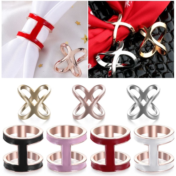 3st Scarf Clip Emalj Broscher Scarf Buckle Ring Clips - stock