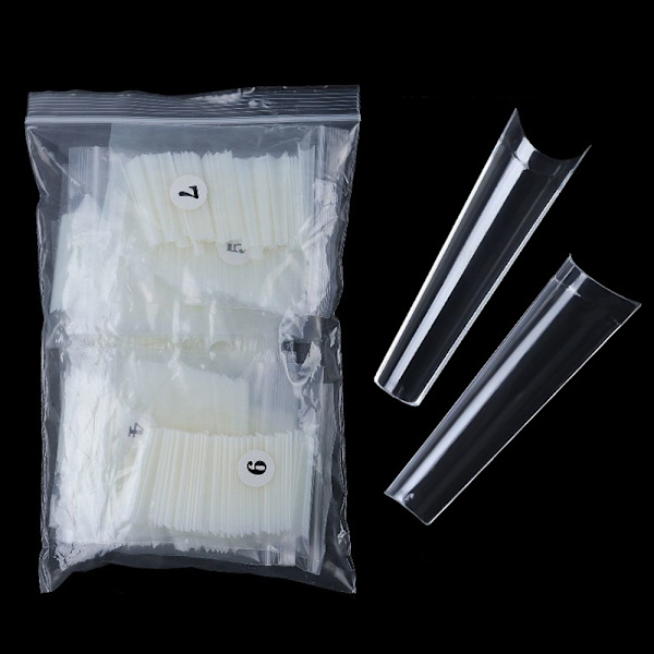 500st Extra långa spikspetsar XXL avsmalnande fyrkant VIT - high quality white