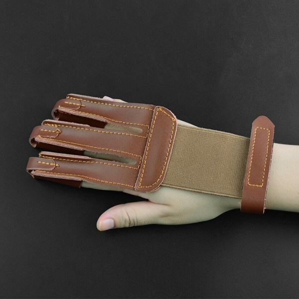 Bågskyttehandskar 3 Finger Tab Guard BRUNT - spot sales Brown