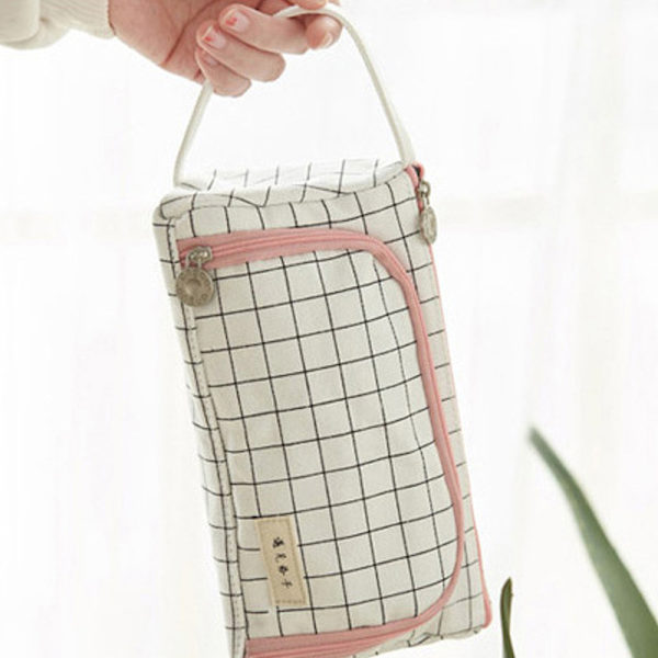Case Skolpappersväska Stor kapacitet - high quality White Plaid