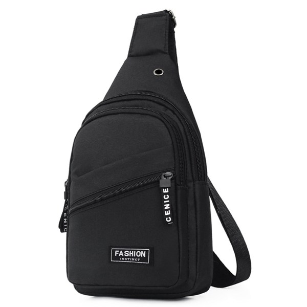 Män Dragkedja Dubbellager Bröstväska Outdoor Travel Shoulder Bag - high quality black