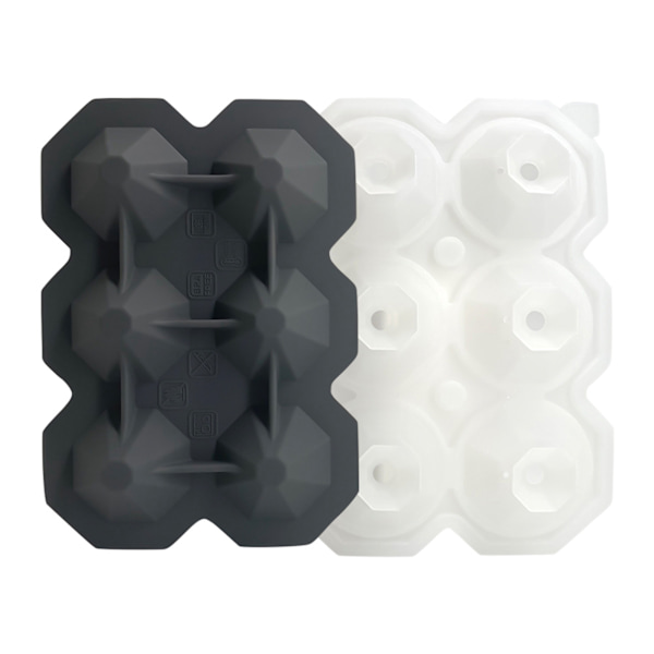 6 hålrum Diamond silikon iskubbrickor Ice Cube Maker - high quality grey