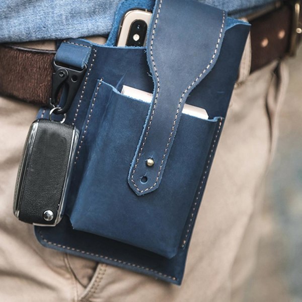 1/2/3 läder telefon hölster bältesväska Snygg midjeväska ficka - spot försäljning Blue 1 Pc