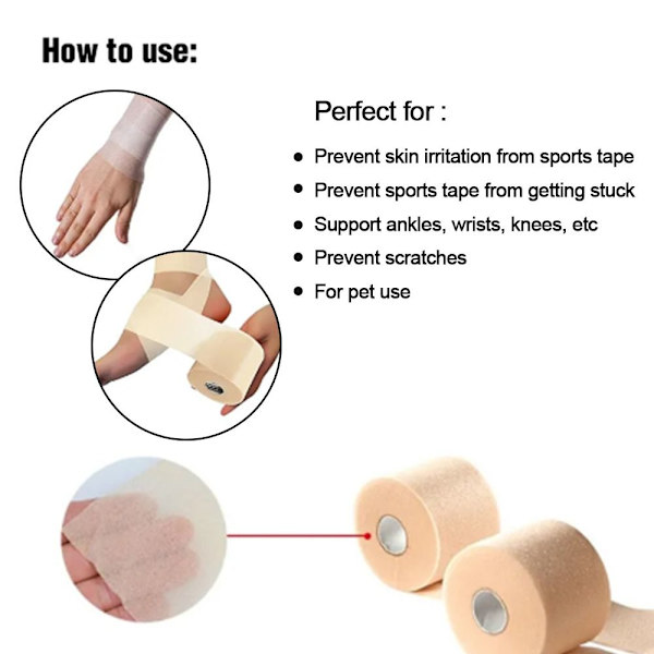 1/2PCS Foam Bandage Sulkapallomaila Overgrip BEIGE - varastossa Beige 6cmx20m-2Pcs-6cmx20m-2Pcs