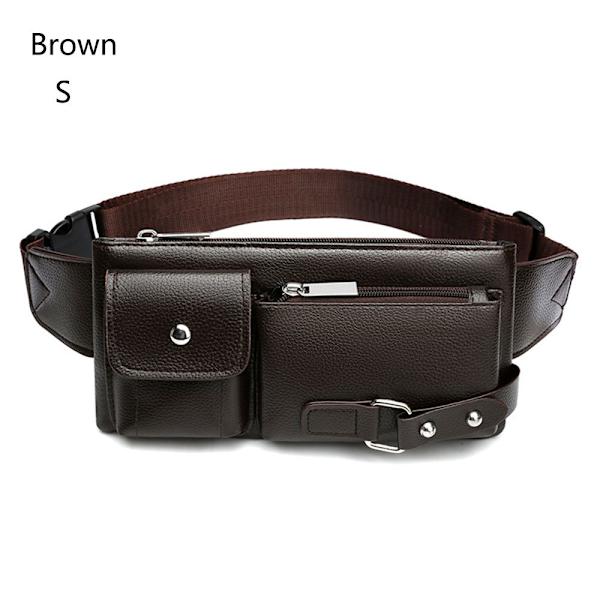 Läder midjeväska Fanny Pack BROWN - high quality Brown S