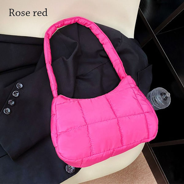 Quiltade handväskor Bomullsstoppade väskor ROSE RED - spot försäljning rose red