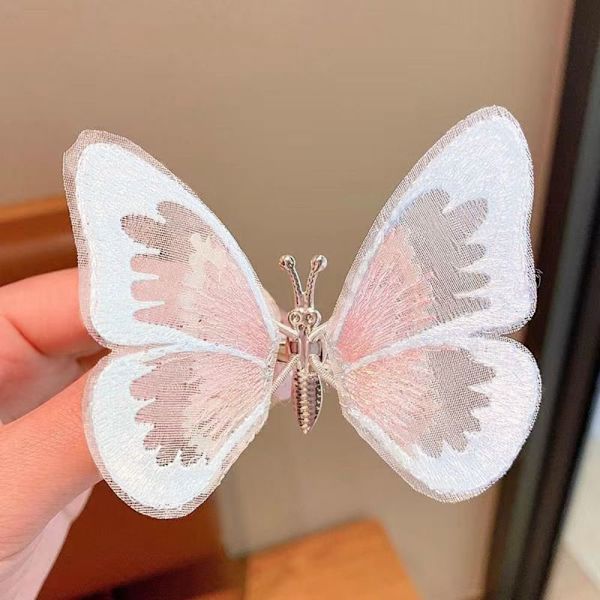 Butterfly Hårklämmor Dubbla lager Butterfly Clip VIT - spot försäljning white