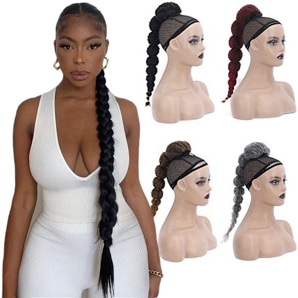 Long Braided Ponytail Extension Bubble Ponytail Braid GREY 5 - varastossa grey 5-5