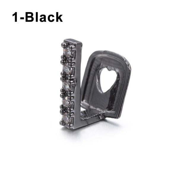 Hip Hop Teeth Grillz Dental Caps Single Clips Grillz 1-BLACK - varastossa