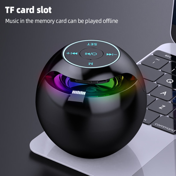 Ball Music Högtalare LED Display Väckarklocka Musikspelare Klocka - spot sales Black