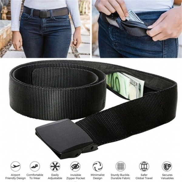 Nylon Hidden Cash Pocket Taktisk midjeband GRÅT - spot sales